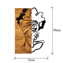 Wallity African Woman 3 - Escultura de pared en Negro y Nogal claro